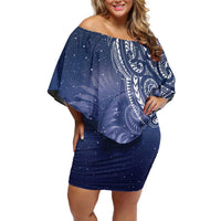 New Zealand Galaxy Fern Family Matching Off Shoulder Short Dress and Hawaiian Shirt LT9 Mom's Dress Galaxy - Polynesian Pride
