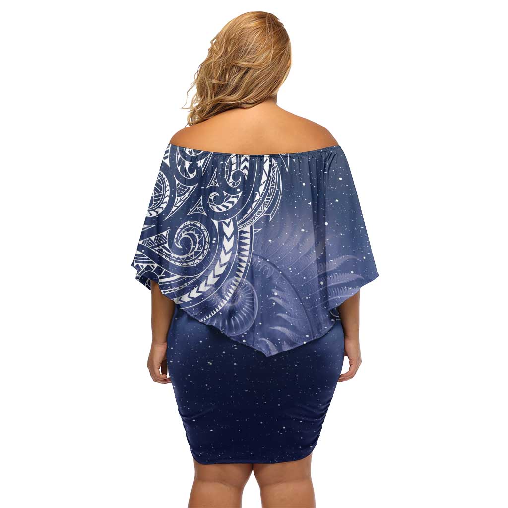 New Zealand Galaxy Fern Family Matching Off Shoulder Short Dress and Hawaiian Shirt LT9 - Polynesian Pride
