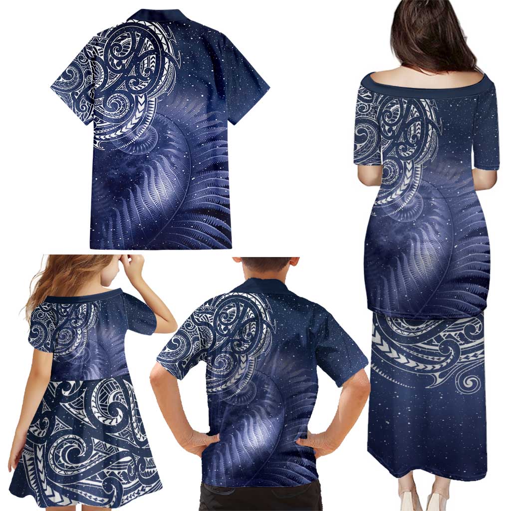 New Zealand Galaxy Fern Family Matching Puletasi and Hawaiian Shirt LT9 - Polynesian Pride