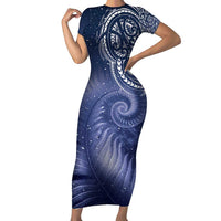 New Zealand Galaxy Fern Family Matching Short Sleeve Bodycon Dress and Hawaiian Shirt LT9 Mom's Dress Galaxy - Polynesian Pride