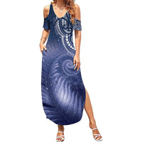 New Zealand Galaxy Fern Family Matching Summer Maxi Dress and Hawaiian Shirt LT9 Mom's Dress Galaxy - Polynesian Pride
