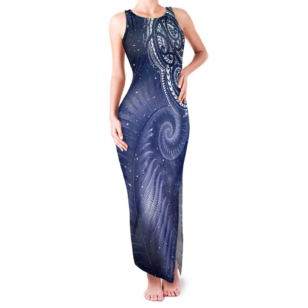 New Zealand Galaxy Fern Family Matching Tank Maxi Dress and Hawaiian Shirt LT9 Mom's Dress Galaxy - Polynesian Pride