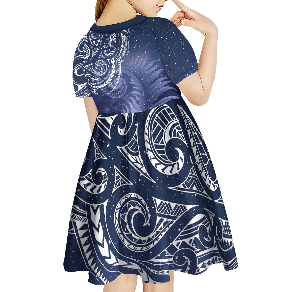 New Zealand Galaxy Fern Kid Short Sleeve Dress LT9 - Polynesian Pride
