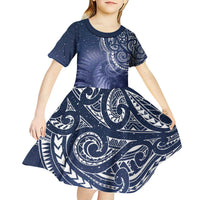New Zealand Galaxy Fern Kid Short Sleeve Dress LT9 - Polynesian Pride