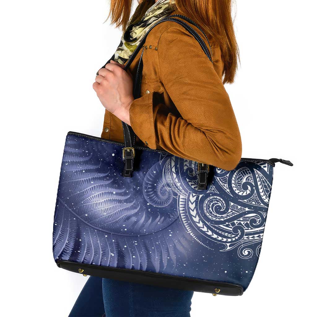 New Zealand Galaxy Fern Leather Tote Bag LT9 Galaxy - Polynesian Pride