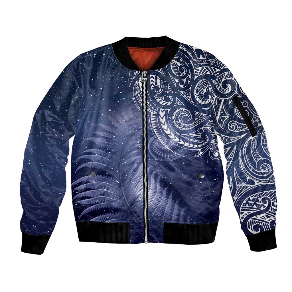 New Zealand Galaxy Fern Sleeve Zip Bomber Jacket LT9 Unisex Galaxy - Polynesian Pride