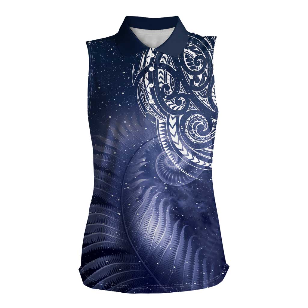 New Zealand Galaxy Fern Women Sleeveless Polo Shirt LT9 Female Galaxy - Polynesian Pride