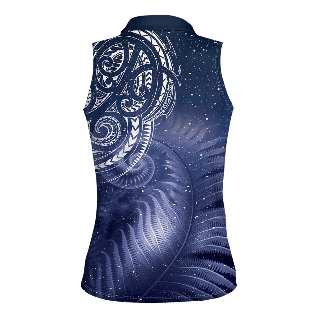 New Zealand Galaxy Fern Women Sleeveless Polo Shirt LT9 - Polynesian Pride