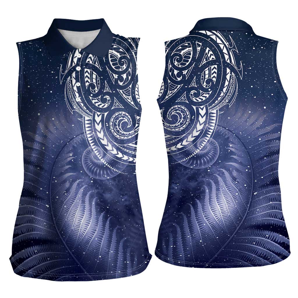 New Zealand Galaxy Fern Women Sleeveless Polo Shirt LT9 - Polynesian Pride