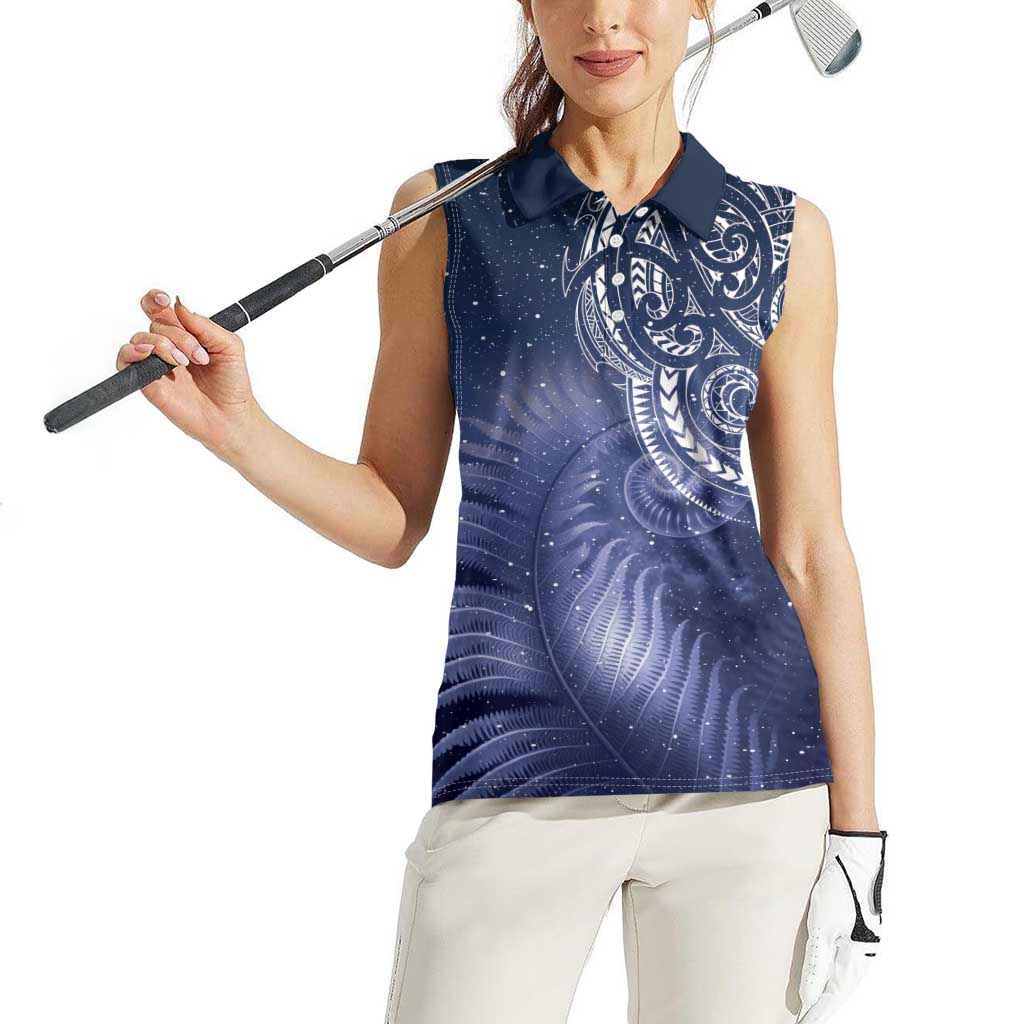 New Zealand Galaxy Fern Women Sleeveless Polo Shirt LT9 - Polynesian Pride