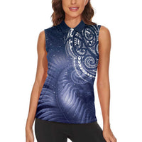 New Zealand Galaxy Fern Women Sleeveless Polo Shirt LT9 - Polynesian Pride
