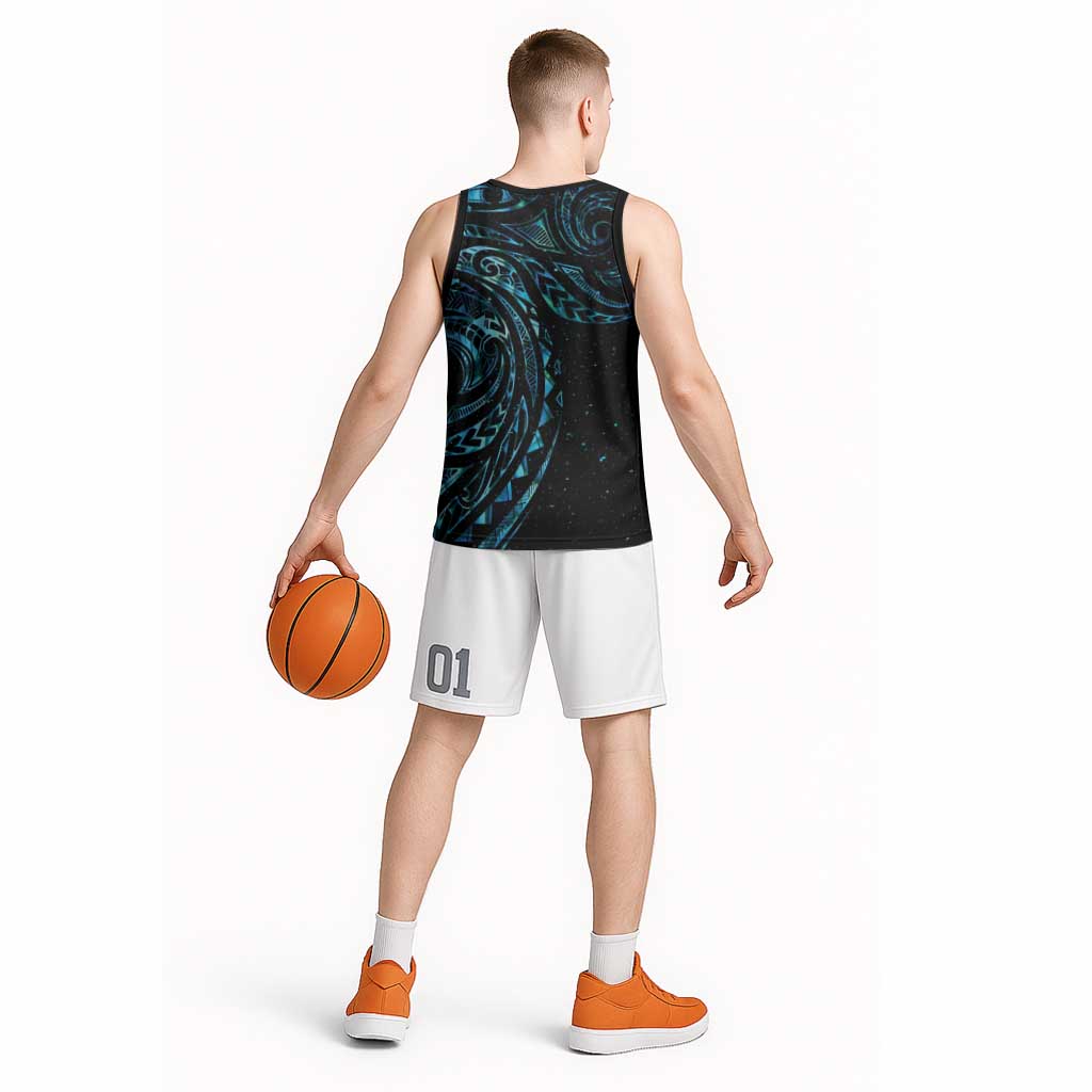New Zealand Matariki Basketball Jersey Galaxy Maori Tribal Tattoo LT9 - Polynesian Pride