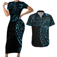 New Zealand Tribal Tattoo Couples Matching Short Sleeve Bodycon Dress and Hawaiian Shirt With Matariki Art LT9 Galaxy - Polynesian Pride