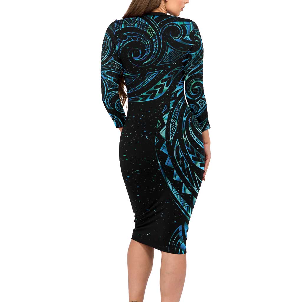 New Zealand Tribal Tattoo Family Matching Long Sleeve Bodycon Dress and Hawaiian Shirt With Matariki Art LT9 - Polynesian Pride