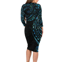 New Zealand Tribal Tattoo Family Matching Long Sleeve Bodycon Dress and Hawaiian Shirt With Matariki Art LT9 - Polynesian Pride