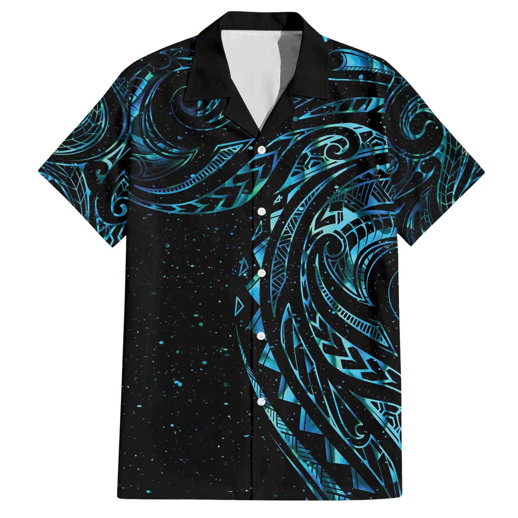 New Zealand Tribal Tattoo Family Matching Off Shoulder Maxi Dress and Hawaiian Shirt With Matariki Art LT9 Dad's Shirt - Short Sleeve Galaxy - Polynesian Pride