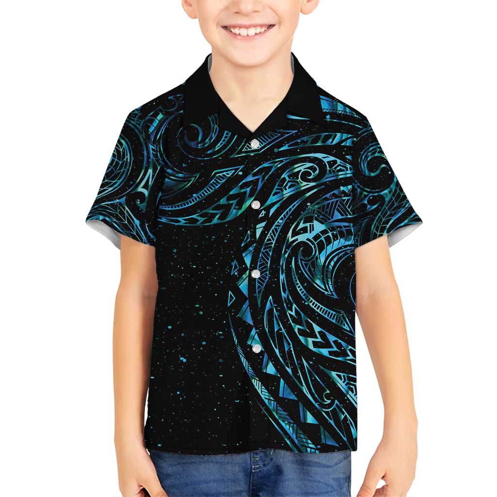 New Zealand Tribal Tattoo Family Matching Off Shoulder Short Dress and Hawaiian Shirt With Matariki Art LT9 Son's Shirt Galaxy - Polynesian Pride