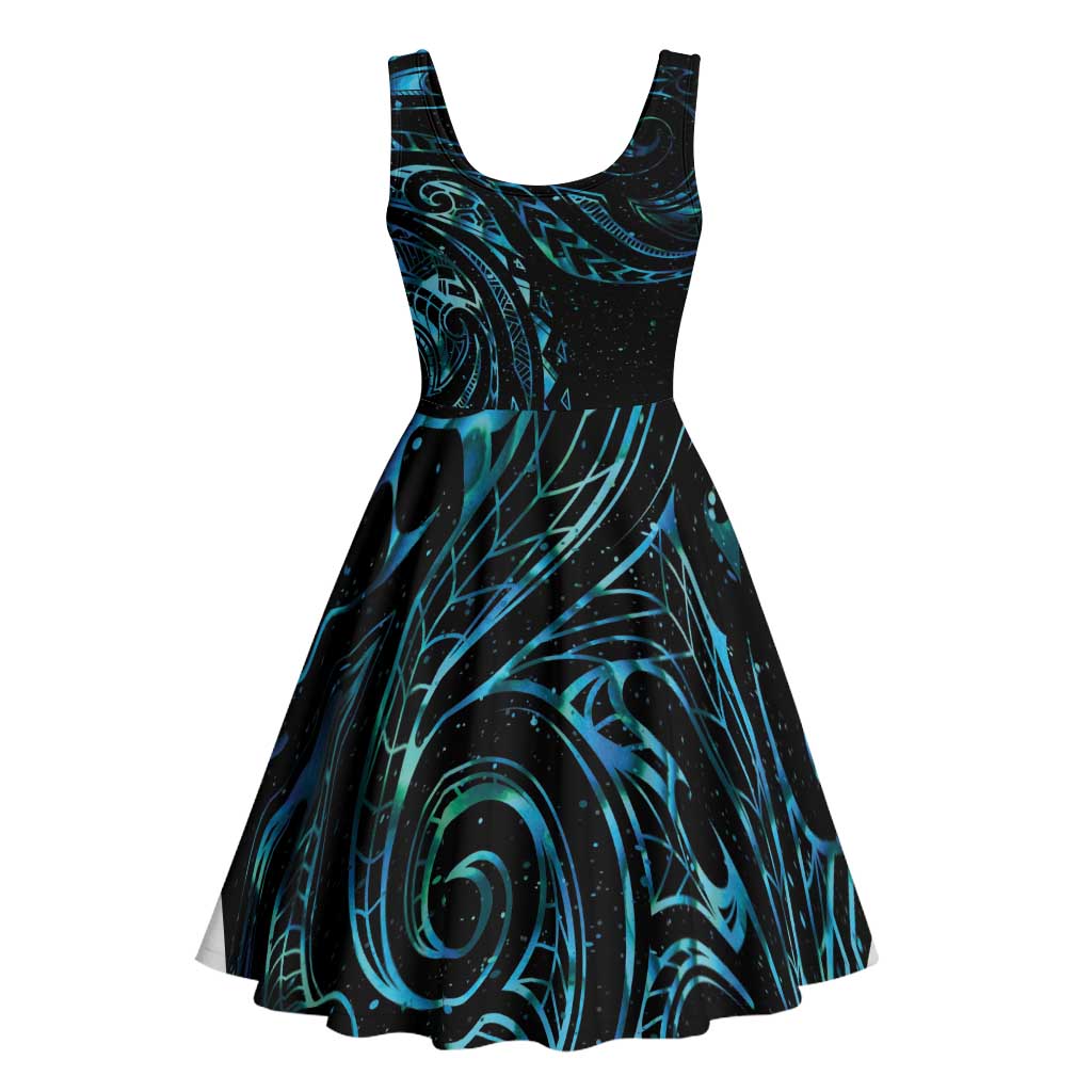 New Zealand Matariki Midi Dress Galaxy Maori Tribal Tattoo LT9 - Polynesian Pride
