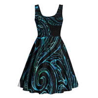 New Zealand Matariki Midi Dress Galaxy Maori Tribal Tattoo LT9 - Polynesian Pride