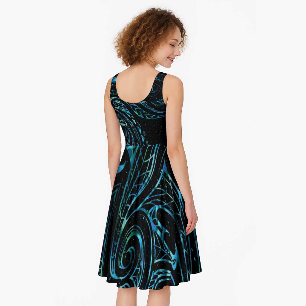 New Zealand Matariki Midi Dress Galaxy Maori Tribal Tattoo LT9 - Polynesian Pride