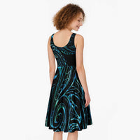 New Zealand Matariki Midi Dress Galaxy Maori Tribal Tattoo LT9 - Polynesian Pride
