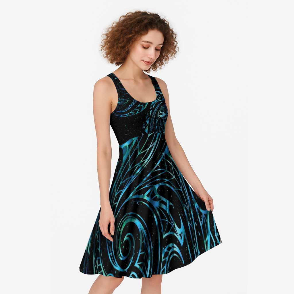 New Zealand Matariki Midi Dress Galaxy Maori Tribal Tattoo LT9 - Polynesian Pride