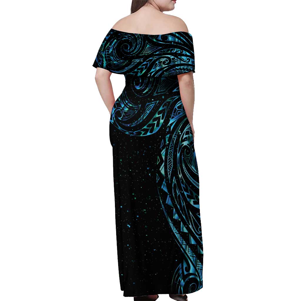 New Zealand Tribal Tattoo Off Shoulder Maxi Dress With Matariki Art LT9 - Polynesian Pride
