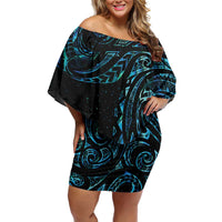 New Zealand Tribal Tattoo Off Shoulder Short Dress With Matariki Art LT9 Women Galaxy - Polynesian Pride