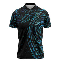 New Zealand Matariki Zipper Polo Shirt Galaxy Maori Tribal Tattoo LT9 Galaxy - Polynesian Pride