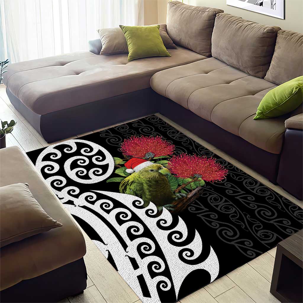 New Zealand Kakapo Christmas Area Rug Meri Kirihimete Pohutukawa Flowers LT9 - Polynesian Pride