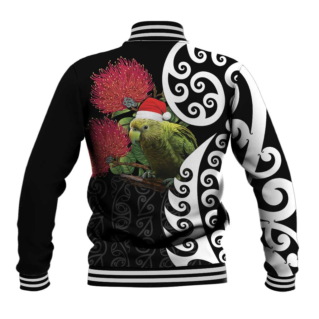 New Zealand Kakapo Christmas Baseball Jacket Meri Kirihimete Pohutukawa Flowers LT9 - Polynesian Pride