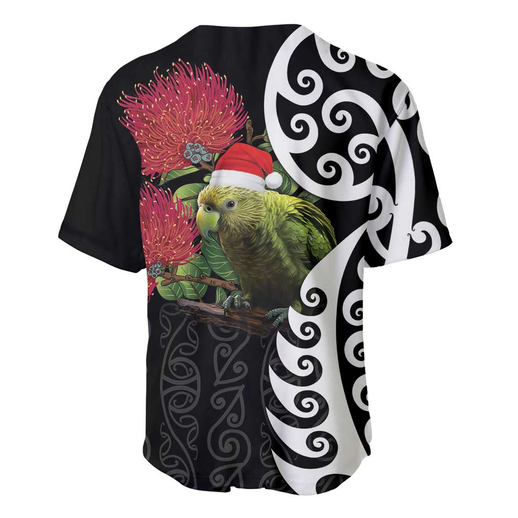 New Zealand Kakapo Christmas Baseball Jersey Meri Kirihimete Pohutukawa Flowers LT9 - Polynesian Pride