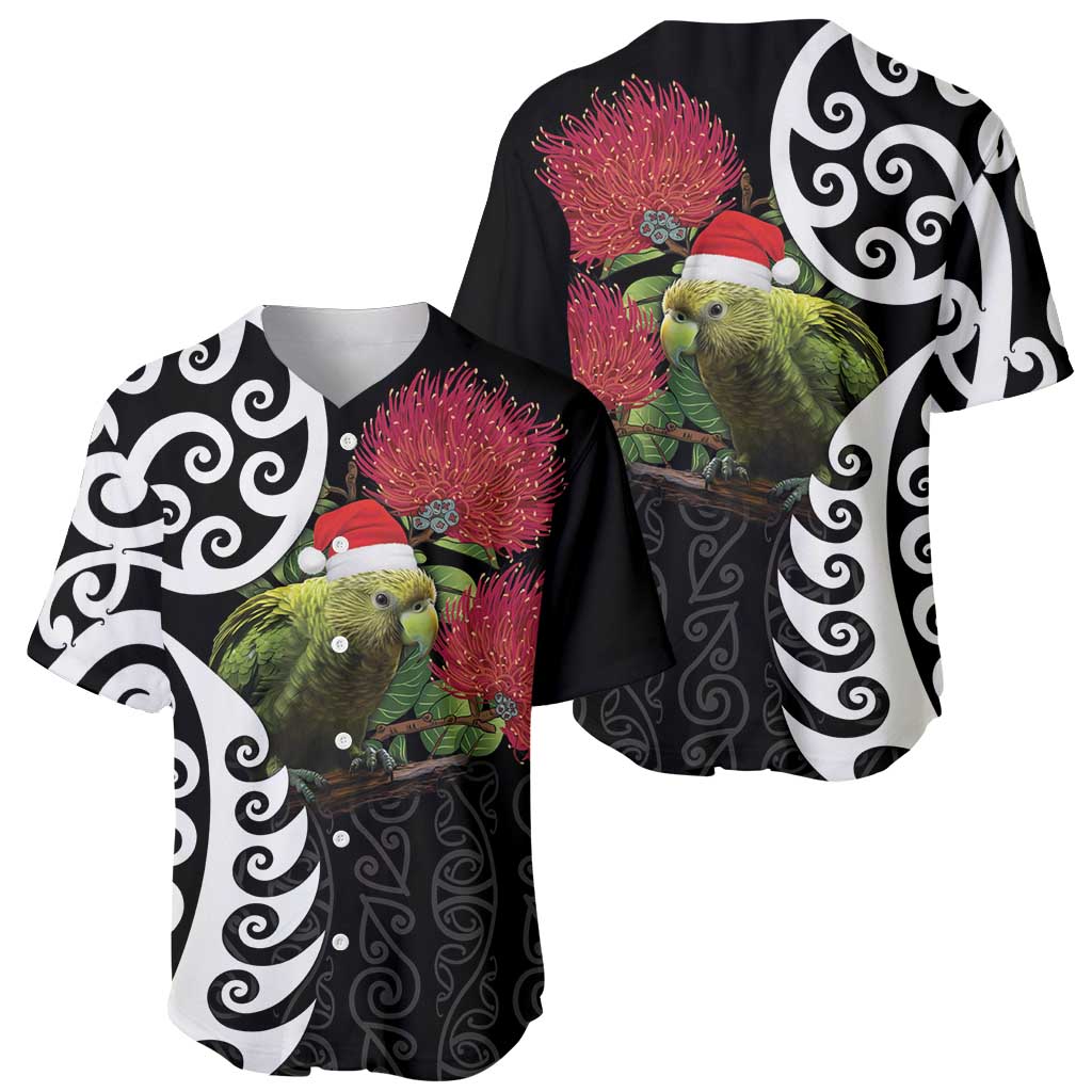 New Zealand Kakapo Christmas Baseball Jersey Meri Kirihimete Pohutukawa Flowers LT9 - Polynesian Pride