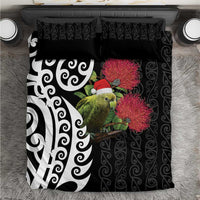 New Zealand Kakapo Christmas Bedding Set Meri Kirihimete Pohutukawa Flowers LT9 Black - Polynesian Pride