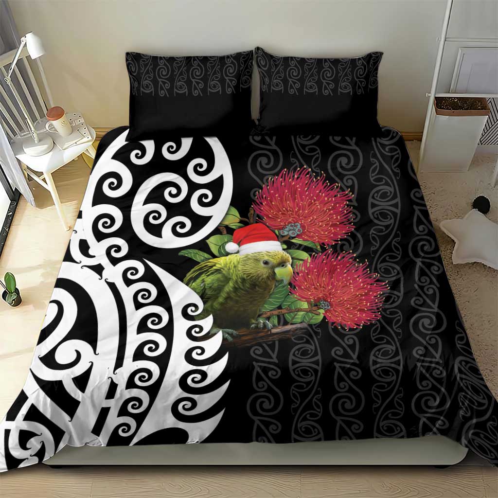 New Zealand Kakapo Christmas Bedding Set Meri Kirihimete Pohutukawa Flowers LT9 - Polynesian Pride