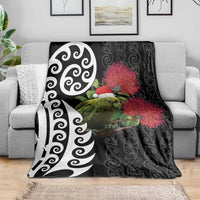New Zealand Kakapo Christmas Blanket Meri Kirihimete Pohutukawa Flowers LT9 - Polynesian Pride