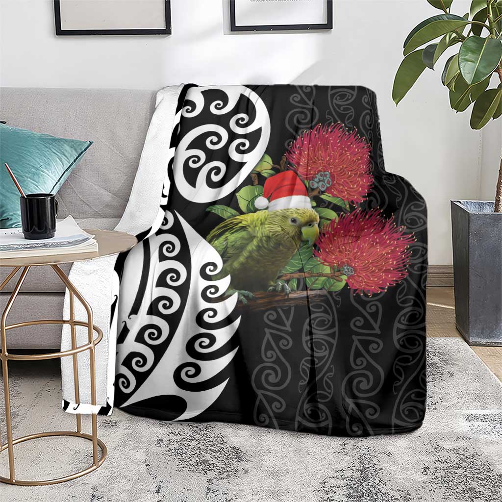 New Zealand Kakapo Christmas Blanket Meri Kirihimete Pohutukawa Flowers LT9 - Polynesian Pride