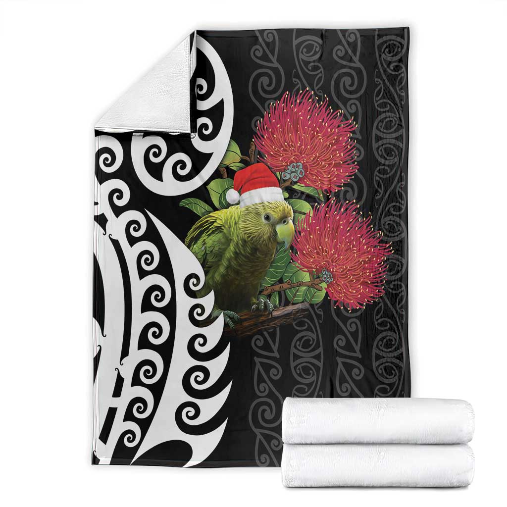 New Zealand Kakapo Christmas Blanket Meri Kirihimete Pohutukawa Flowers LT9 - Polynesian Pride