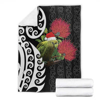 New Zealand Kakapo Christmas Blanket Meri Kirihimete Pohutukawa Flowers LT9 - Polynesian Pride