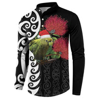 New Zealand Kakapo Christmas Button Sweatshirt Meri Kirihimete Pohutukawa Flowers LT9 - Polynesian Pride