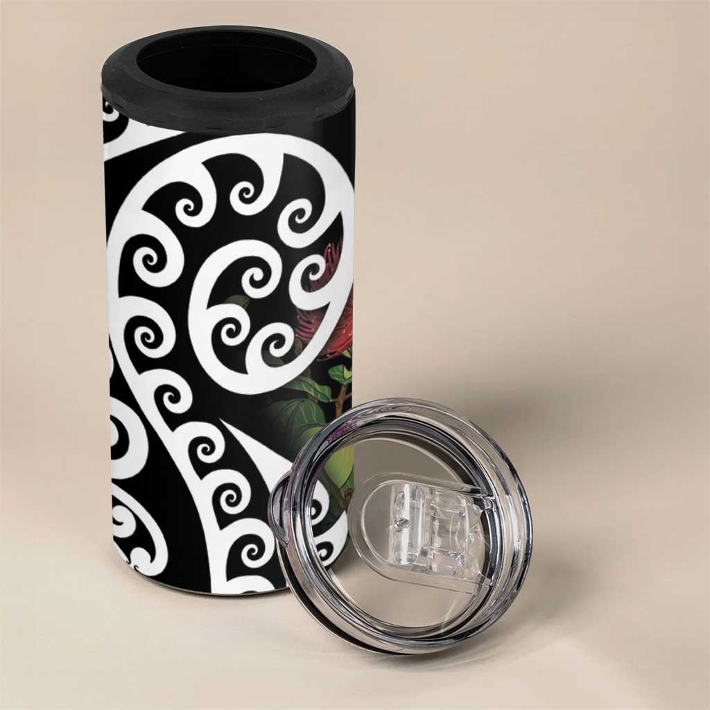 New Zealand Kakapo Christmas 4 in 1 Can Cooler Tumbler Meri Kirihimete Pohutukawa Flowers LT9 - Polynesian Pride