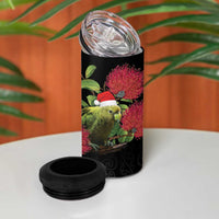 New Zealand Kakapo Christmas 4 in 1 Can Cooler Tumbler Meri Kirihimete Pohutukawa Flowers LT9 - Polynesian Pride