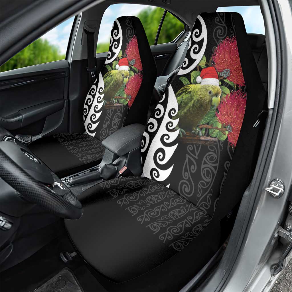 New Zealand Kakapo Christmas Car Seat Cover Meri Kirihimete Pohutukawa Flowers LT9 - Polynesian Pride