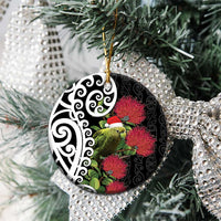 New Zealand Kakapo Christmas Ceramic Ornament Meri Kirihimete Pohutukawa Flowers LT9 - Polynesian Pride