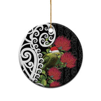 New Zealand Kakapo Christmas Ceramic Ornament Meri Kirihimete Pohutukawa Flowers LT9 - Polynesian Pride