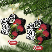 New Zealand Kakapo Christmas Ceramic Ornament Meri Kirihimete Pohutukawa Flowers LT9 Snow Flake Black - Polynesian Pride