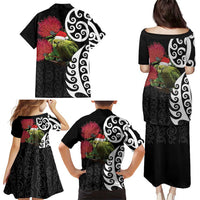 New Zealand Kakapo Christmas Family Matching Puletasi and Hawaiian Shirt Meri Kirihimete Pohutukawa Flowers LT9 - Polynesian Pride