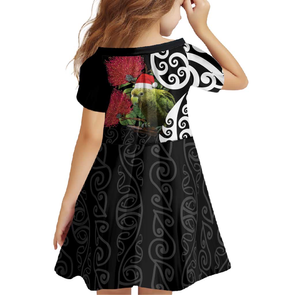 New Zealand Kakapo Christmas Family Matching Short Sleeve Bodycon Dress and Hawaiian Shirt Meri Kirihimete Pohutukawa Flowers LT9 - Polynesian Pride