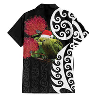 New Zealand Kakapo Christmas Family Matching Short Sleeve Bodycon Dress and Hawaiian Shirt Meri Kirihimete Pohutukawa Flowers LT9 - Polynesian Pride