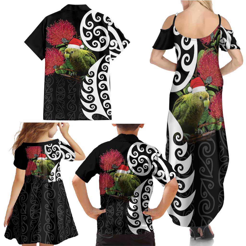 New Zealand Kakapo Christmas Family Matching Summer Maxi Dress and Hawaiian Shirt Meri Kirihimete Pohutukawa Flowers LT9 - Polynesian Pride